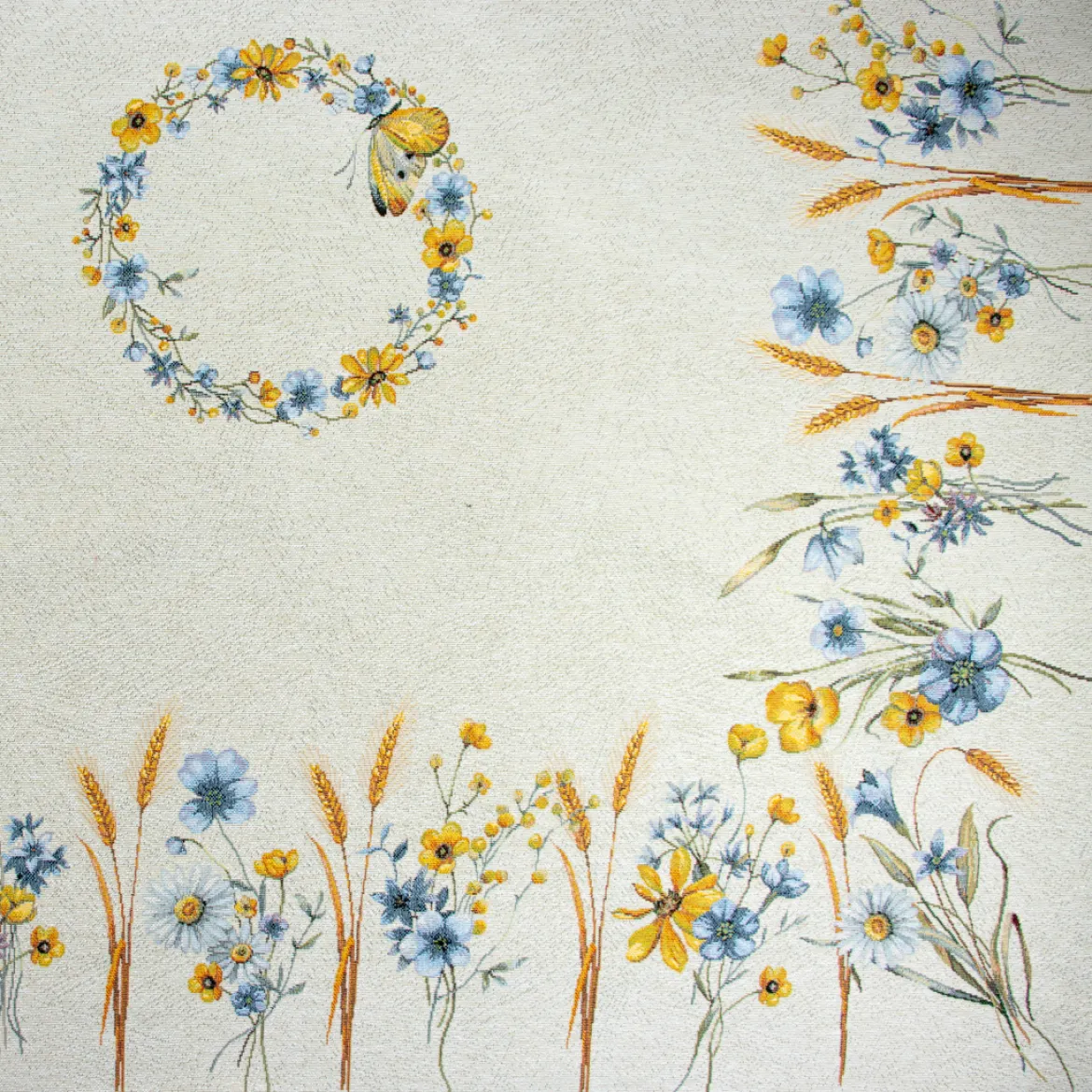 CENTRO TAVOLA 100X100 FIORI E SPIGHE