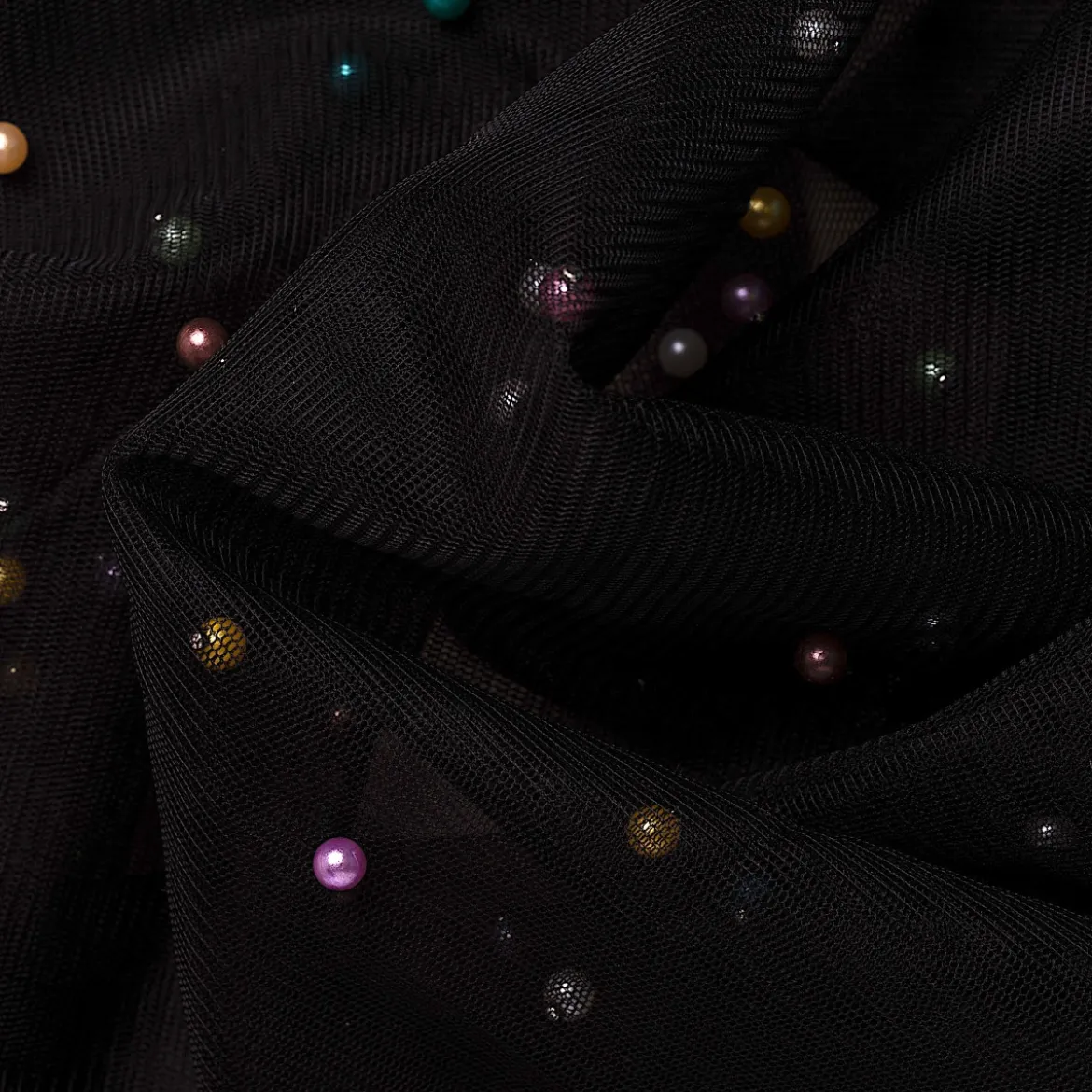 TULLE CON PERLINE MULTICOLOR NAVE