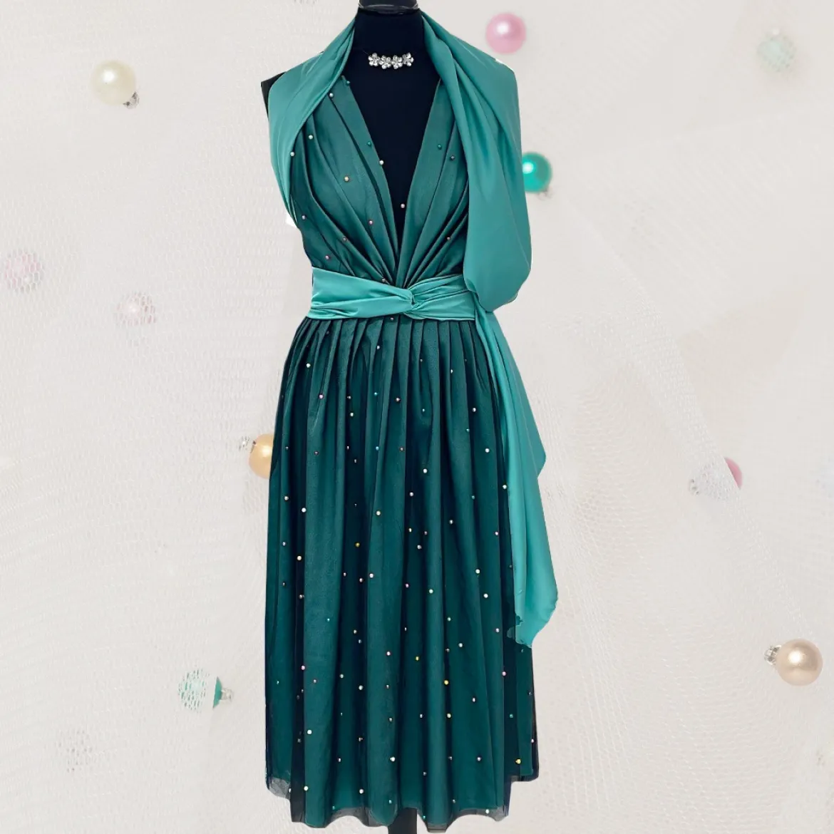 TULLE CON PERLINE MULTICOLOR NAVE